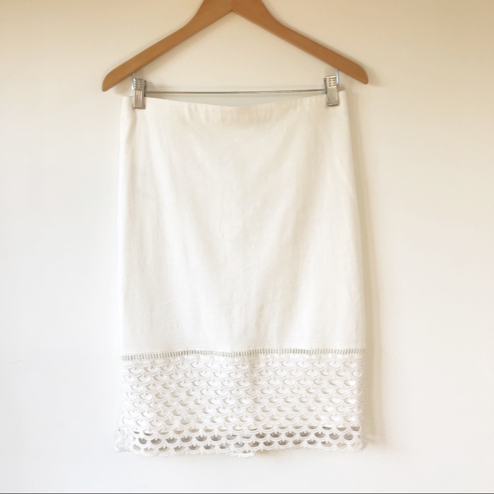 Ann Taylor white linen blend pencil skirt